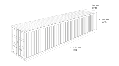 40-foot high cube (40ft HC) shipping container